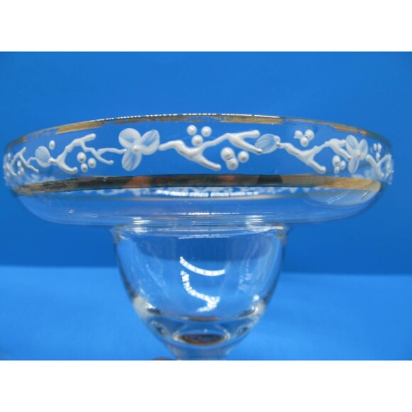 Margarita Cocktail Glasses Gold Trim White Floral Set of 2 - Picture 1 of 7